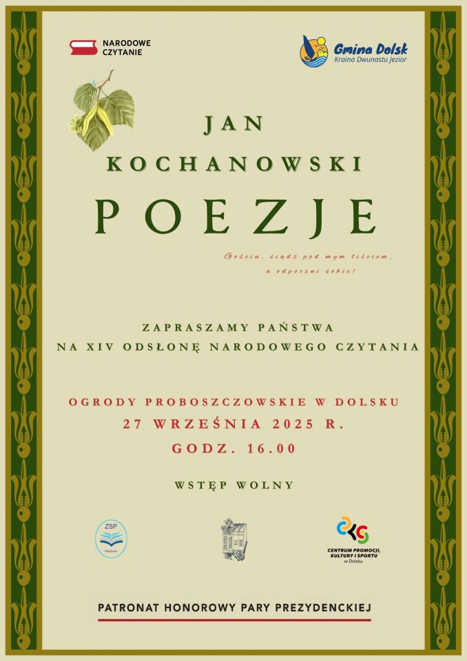 Plakat informujący o kolejnej edycji Narodowego Czytania. Szczegóły dotyczące wydarzenia poniżej.